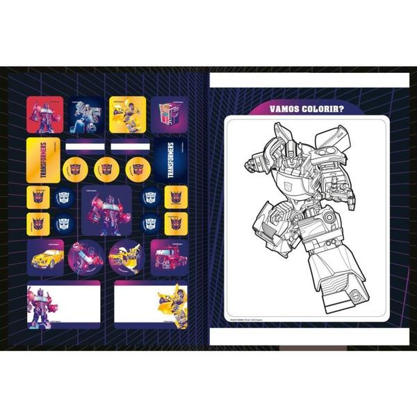 Imagem de Caderno Brochura 1/4 Capa Dura Transformers 80 Folhas - Pacote com 5