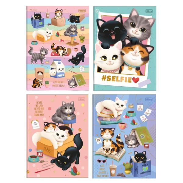 Imagem de Caderno Brochura Grande Gatos Cats 80 Folhas Escolar Tilibra