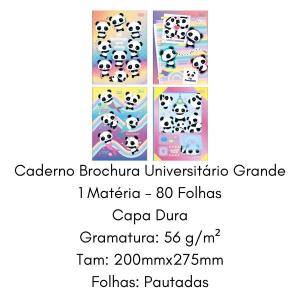 Imagem de Caderno Brochura Panda Lovely 80 Folhas Grande 1 Matéria Tilibra