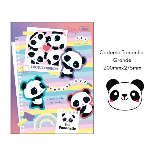 Imagem de Caderno Brochura Panda Lovely 80 Folhas Grande 1 Matéria Tilibra