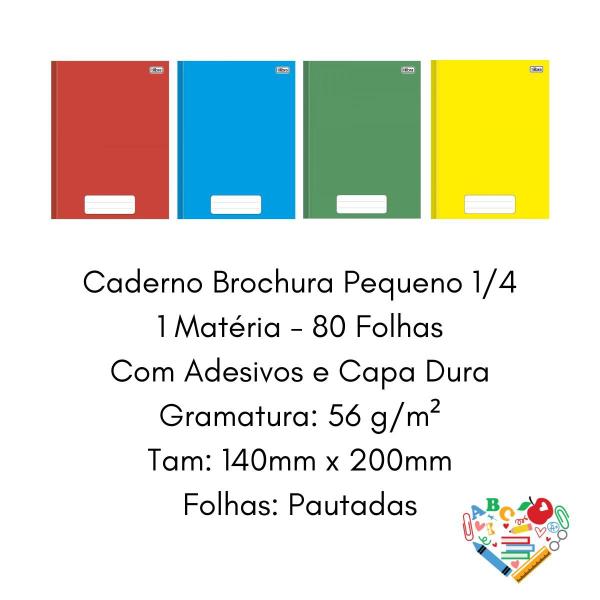 Imagem de Caderno Brochura Pequeno 1/4 80 Folhas Colorido Tilibra