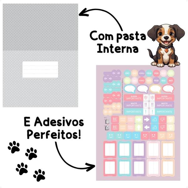 Imagem de Caderno Cachorro Gato Universitario Pets Love Garota Feminino Menina Capa Dura Espiral Divertido Faculdade Ensino Médio Infantil Presente