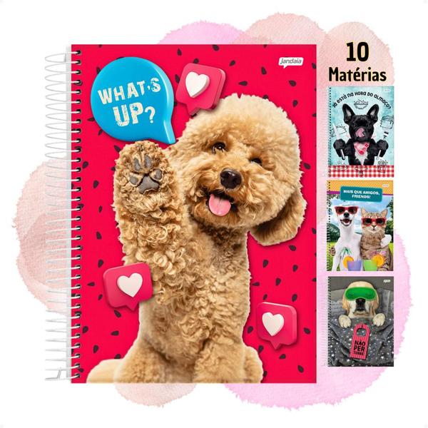 Imagem de Caderno Cachorro Gato Universitario Pets Love Garota Feminino Menina Capa Dura Espiral Divertido Faculdade Ensino Médio Infantil Presente