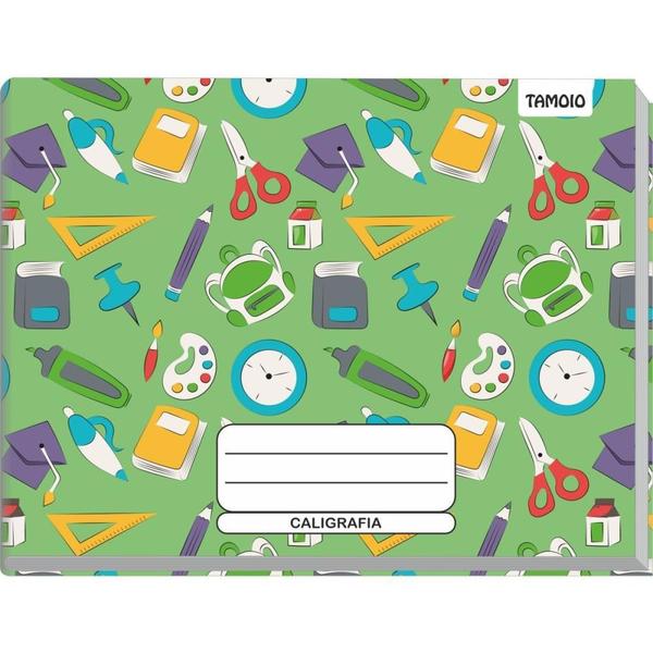 Imagem de Caderno Caligrafia Capa Dura Decorado 48 Folhas 1/4 Brochura Horizontal - Pacote com 5 - Tamoio