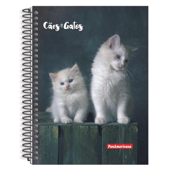 Imagem de Caderno Capa Dura 1 Matérias Cães e Gatos 80 Folhas 