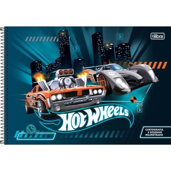 Imagem de Caderno Cartografia Capa Dura 80 Folhas Hot Wheels Capa 01 - Tilibra