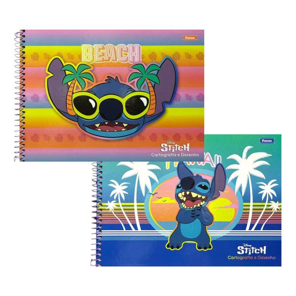 Imagem de Caderno Cartografico Escolar 80 Folhas Stitch Disney Foroni 