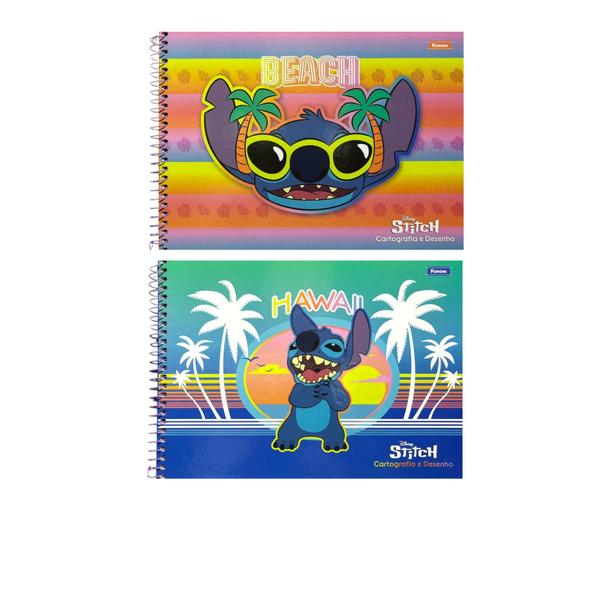 Imagem de Caderno Cartografico Escolar 80 Folhas Stitch Disney Foroni 