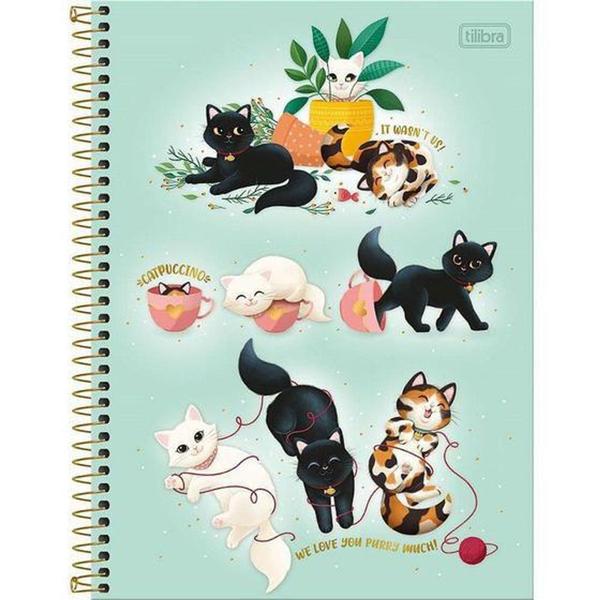 Imagem de Caderno cd univ purrfect cats 1m 80fls - TILIBRA