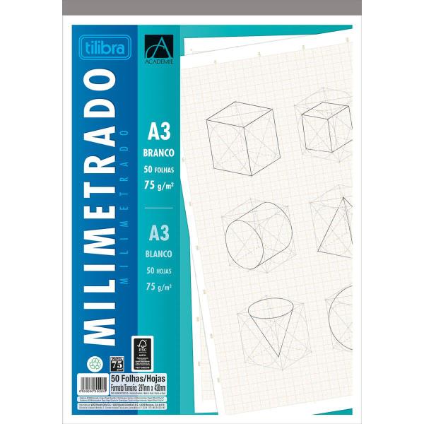 Caderno Colado Milimetrado A3 Branco Académie 50 Folhas - Academie Imagem de Caderno Colado Milimetrado A3 Branco Académie 50 Folhas