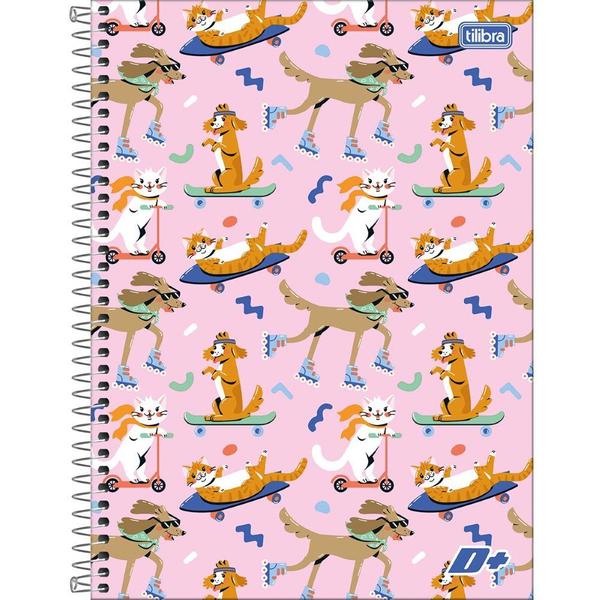 Imagem de Caderno Colegial 1M Capa Dura D+ Feminino Pets 2025 96FL Tilibra