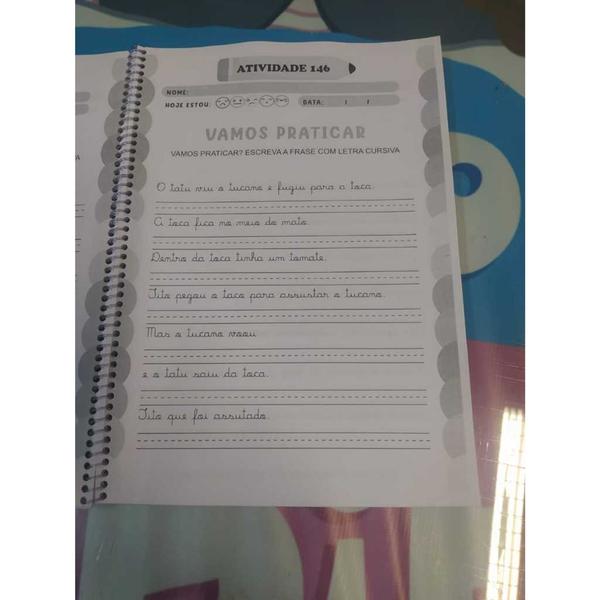 Imagem de Caderno De Caligrafia Infantil Livro de Atividades Letras Cursivas Matemática 300 Atividades