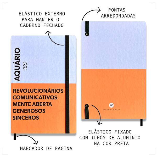 Imagem de Caderno de Caligrafia Signos - Caderno Quadriculado A5 Juliana Chagas Atelier - Aquário