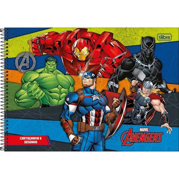 Imagem de Caderno de Cartografia e Desenho Espiral Vingadores Avengers 80 Folhas TILIBRA