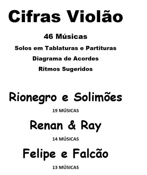 Imagem de Caderno de Cifras para Violão Rionegro Solimões, Renan Ray, Felipe Falcão