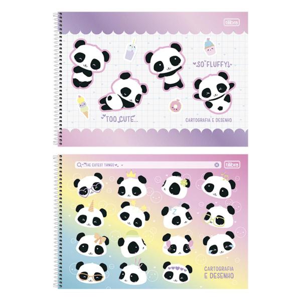 Imagem de Caderno de Desenho Capa Dura Panda Lovely 80 Folhas Tilibra