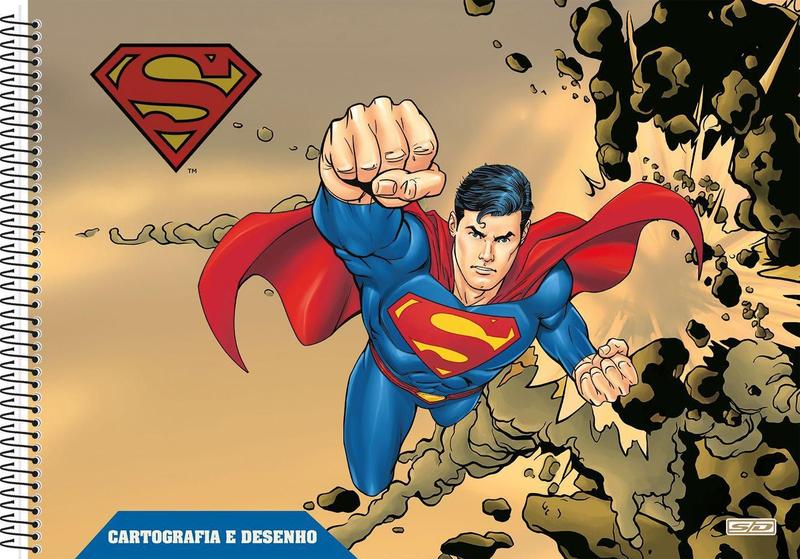 Imagem de Caderno De Desenho Cartográfico Superman Escolar Capa Dura