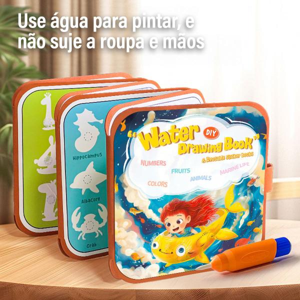 Imagem de Caderno de Desenho Infantil Mágico Livro Educativo de Pintar Montessori Sensorial Coordenação