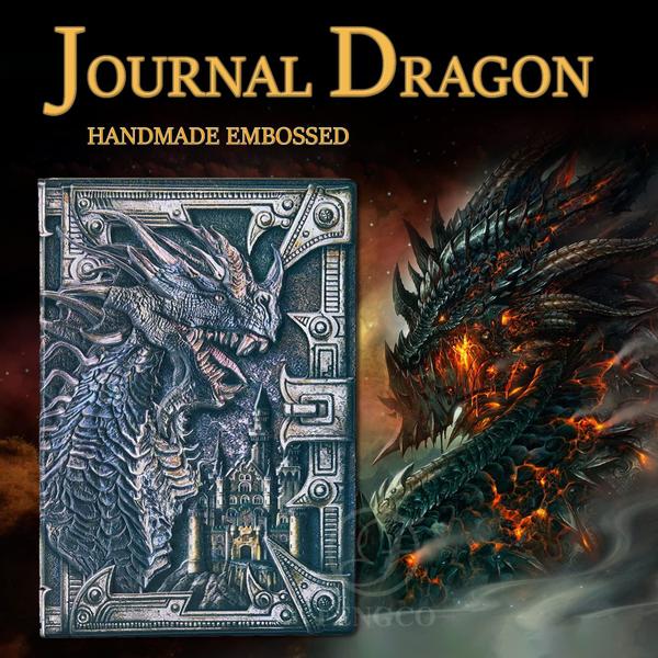 Imagem de Caderno de diário fengco 3D Dragon Embossed com conjunto de canetas A5