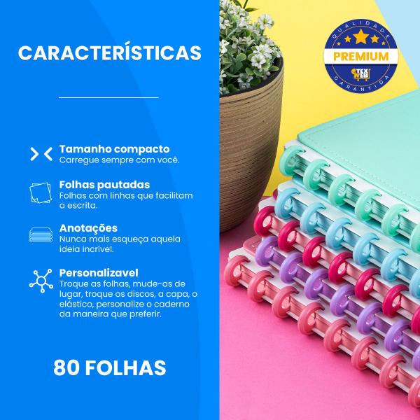 Imagem de Caderno De Discos Inteligente Grande Médio Pautados Kit 2