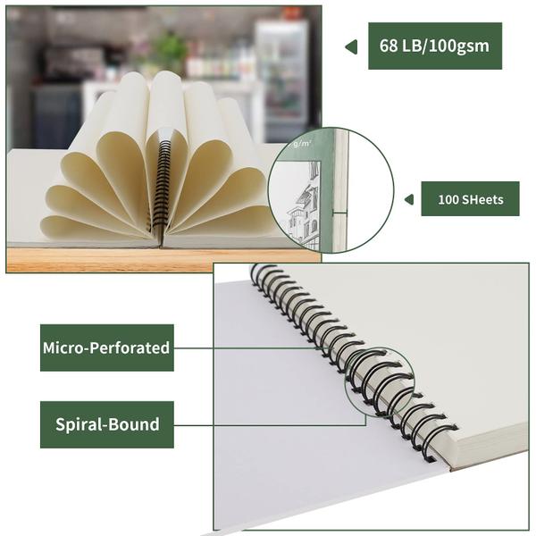 Imagem de Caderno de esboços SuFly 9 x 12 polegadas 200 folhas encadernado em espiral 100 g/m²