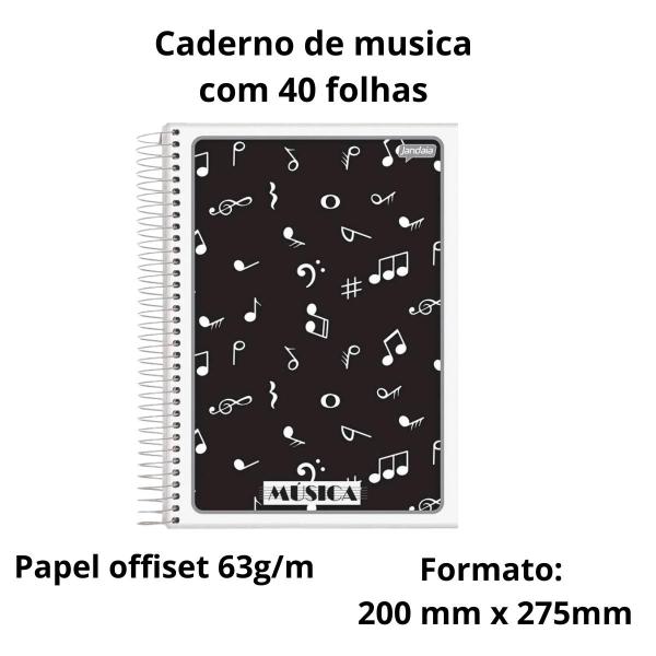 Caderno de musica univ 40 folhas capa flex c/02un - jandaia Imagem de Caderno de musica univ 40 folhas capa flex c/02un - jandaia