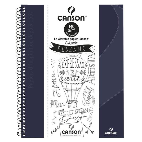 Imagem de Caderno Desenho Canson Expressão e Arte Espiral Capa Dura 140g A4 40 Folhas Azul Marinho