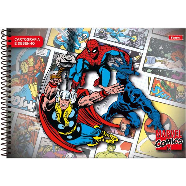 Imagem de Caderno desenho e cartografia 80 fls capa dura Marvel Foroni