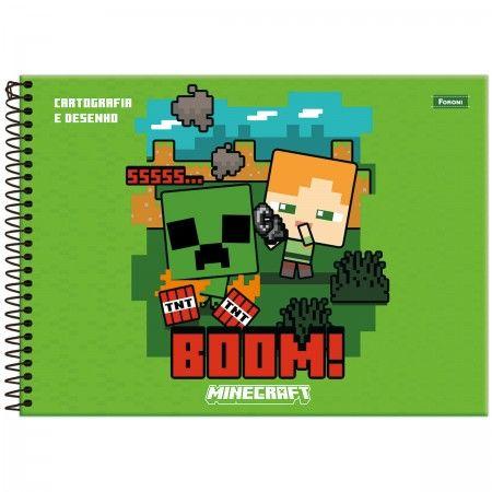 Imagem de Caderno Desenho e Cartografia Espiral Minecraft 80fls