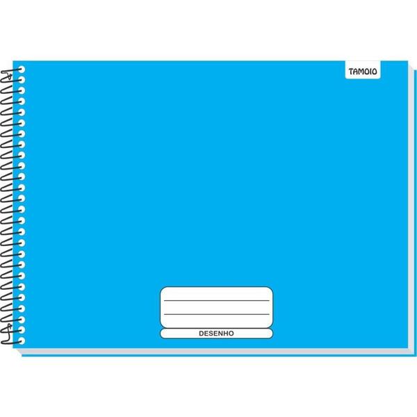 Imagem de Caderno Desenho UNIV Capa Dura Azul Liso 48 Folhas Espiral Pacote  com 04