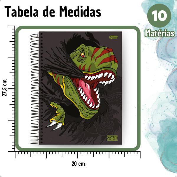 Imagem de Caderno Dinossauro 10 Materias Menino Masculino Universitario Capa Dura Dino Animais Espiral Infantil Adulto Escola Faculdade Colegio