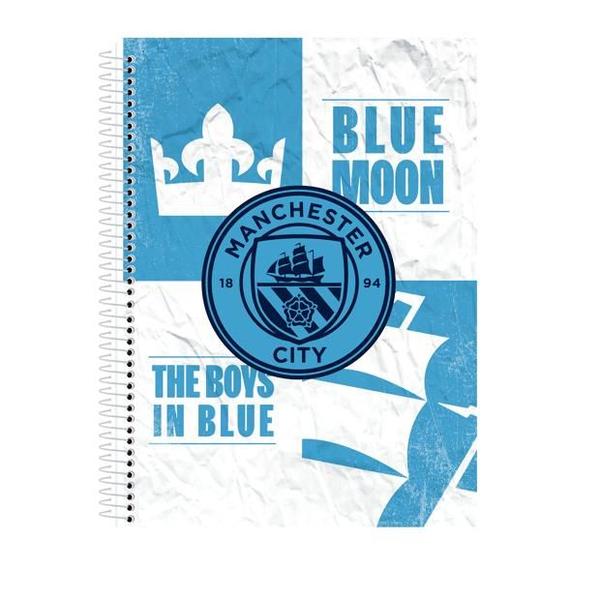 Imagem de Caderno Escolar Time Manchester City 10 Matérias Com Adesivo