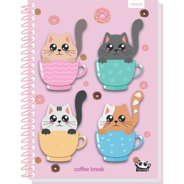 Imagem de Caderno Espiral 1/4 Capa Dura Kawaii 96 Folhas Pacote com 4