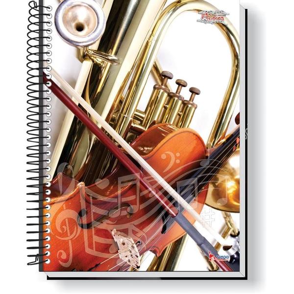 Imagem de Caderno Espiral 1/4 Capa Dura Musica Vertical 64FLS.