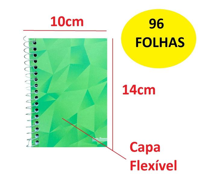 Imagem de Caderno Espiral 1/8 Capa Flexível C/96 Folhas Escolar 10 Un