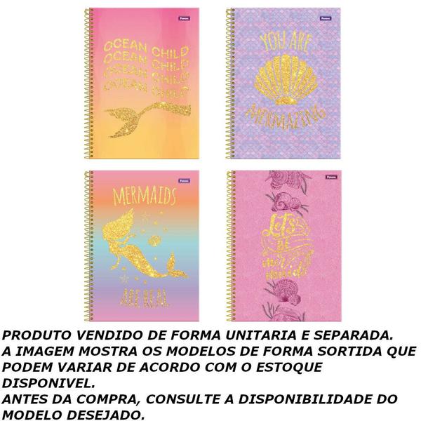 Imagem de Caderno espiral 80f 1 materia sereias - foroni