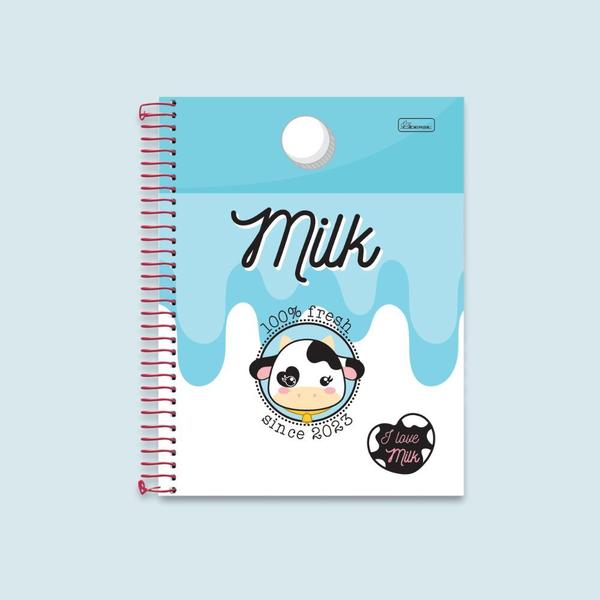 Imagem de Caderno Espiral A5 I Love Milk Cadersil Azul