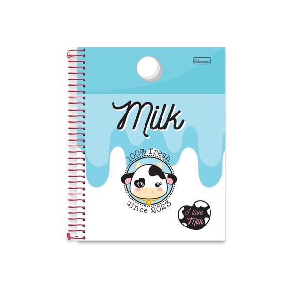 Imagem de Caderno Espiral A5 I Love Milk Cadersil Azul