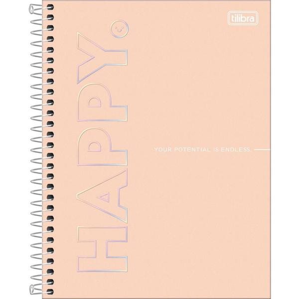 Imagem de Caderno Espiral Capa Dura Colegial HAPPY 10 Matérias 160 Folhas.