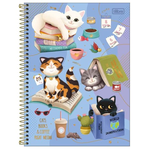 Imagem de Caderno Espiral Capa Dura Universitário 1 Matéria Purrfect Cats 80 Folhas TILIBRA