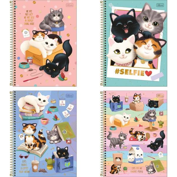 Imagem de Caderno Espiral Capa Dura Universitário 1 Matéria Purrfect Cats 80 Folhas TILIBRA