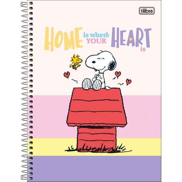 Imagem de Caderno Espiral Capa Dura Universitário 1 Matéria Snoopy 80 Folhas - Home Is  Your Heart Is - Sortido