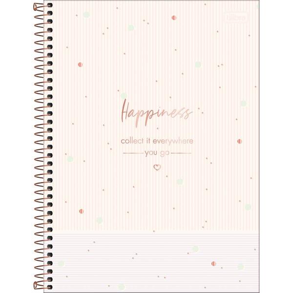 Imagem de Caderno Espiral Capa Dura Universitário 10 Matérias Soho 160 Folhas - Listras Rosa e Lilás Happiness