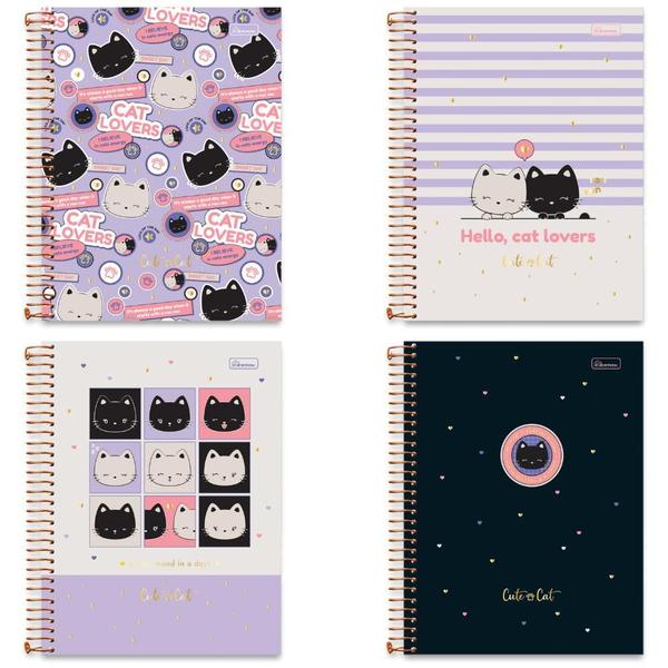 Imagem de Caderno Espiral Capa Dura Universitário Cute Cat 240 Folhas 15 Matérias CARDESIL