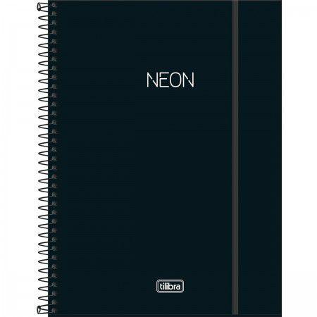 Imagem de Caderno Espiral Capa Plástica Universitário 1 Matéria Neon Preto 80 Folhas Tilibra