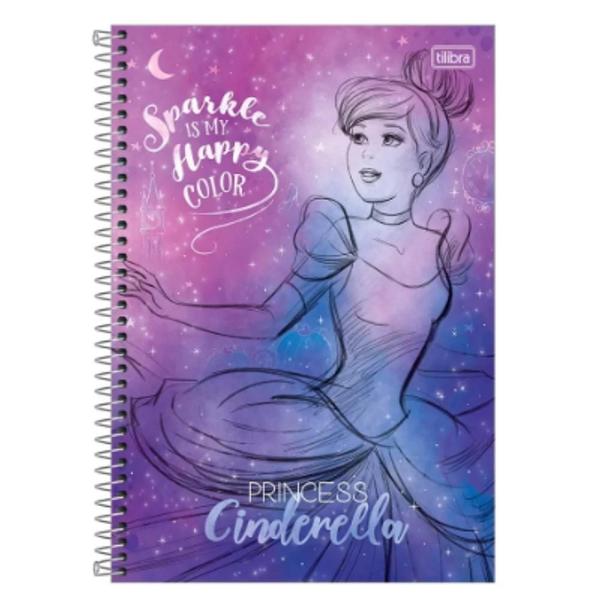 Imagem de Caderno Espiral Universitário Capa Dura Princesas 80 Folhas - Tilibra