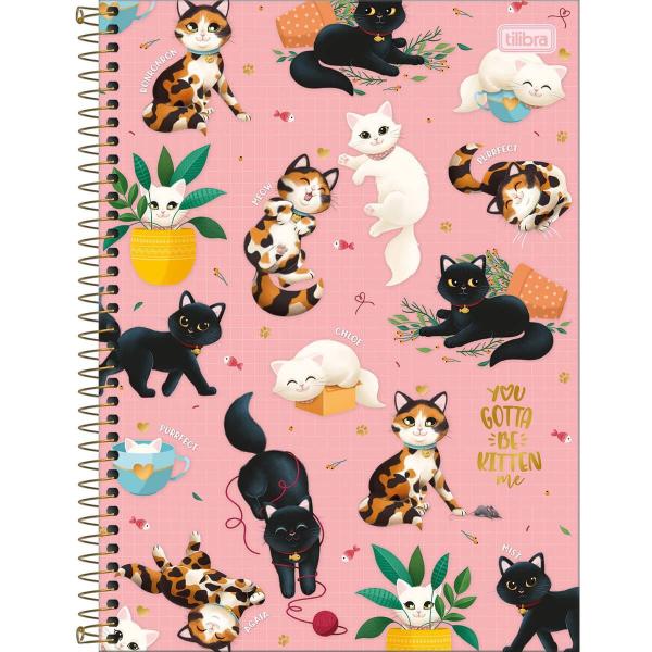 Imagem de Caderno Espiral Universitário Tilibra 10 Matérias Purrfect Cats 160 Folhas