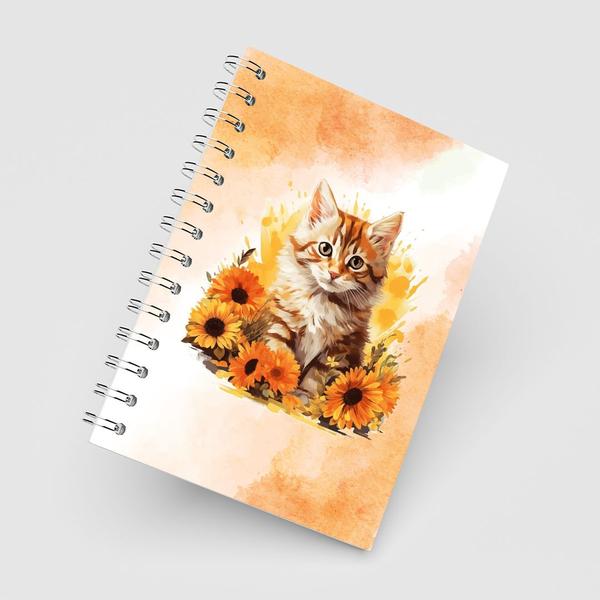 Imagem de Caderno Grande 19x27 - Gatos - Gato Laranja Flores