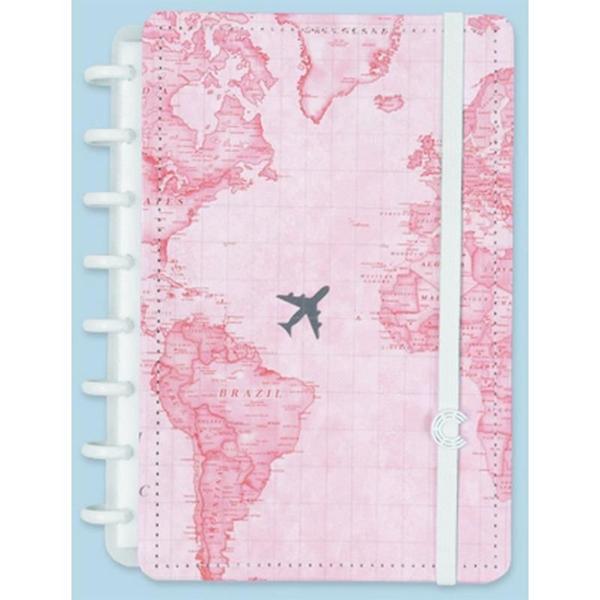 Imagem de Caderno Inteligente By Gocase Mapa Mundi Rosa 80 Folhas A5