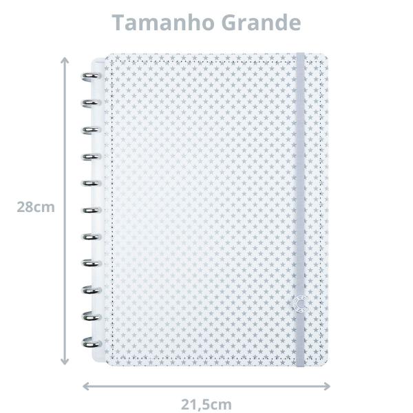 Imagem de Caderno Inteligente Super Star Estrela Tamanho A4 Grande Capa Dura Disco Prata Universitário Escolar Folha Destacável 90